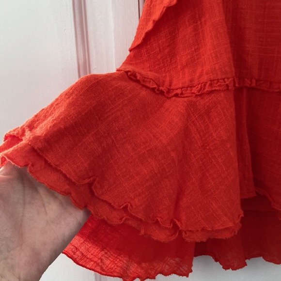 X-Small Anthropologie Orange weaved cotton swing top - Picture 5 of 6